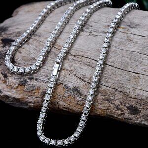⭐ Beautiful 20" Diamond Infinity Necklace With 5mm Diamonds 18k White Gold ⭐
